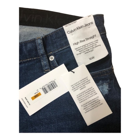 Calvin Klein jeans hi rise straight fit distressed frayed hem jeans size 16W new - Picture 5 of 16